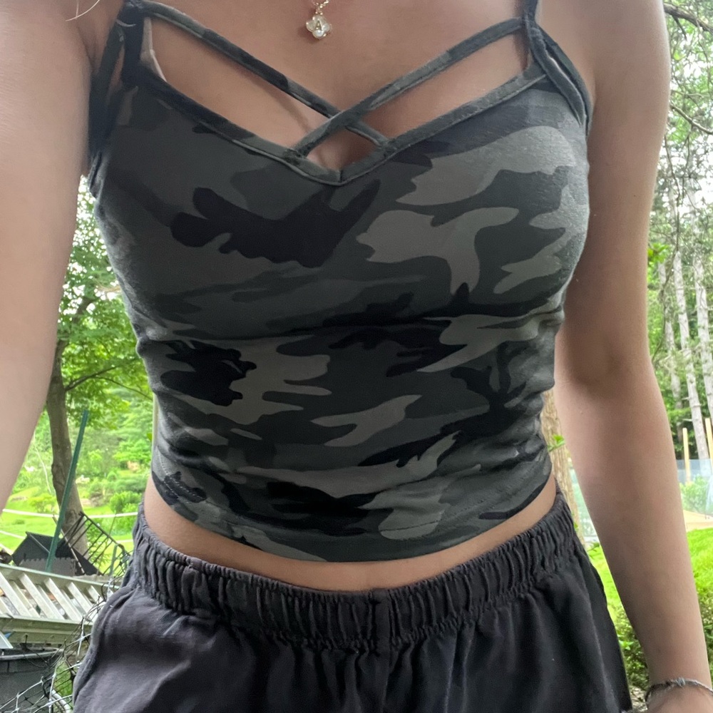 Camo Strappy Crop Top from Amazon
